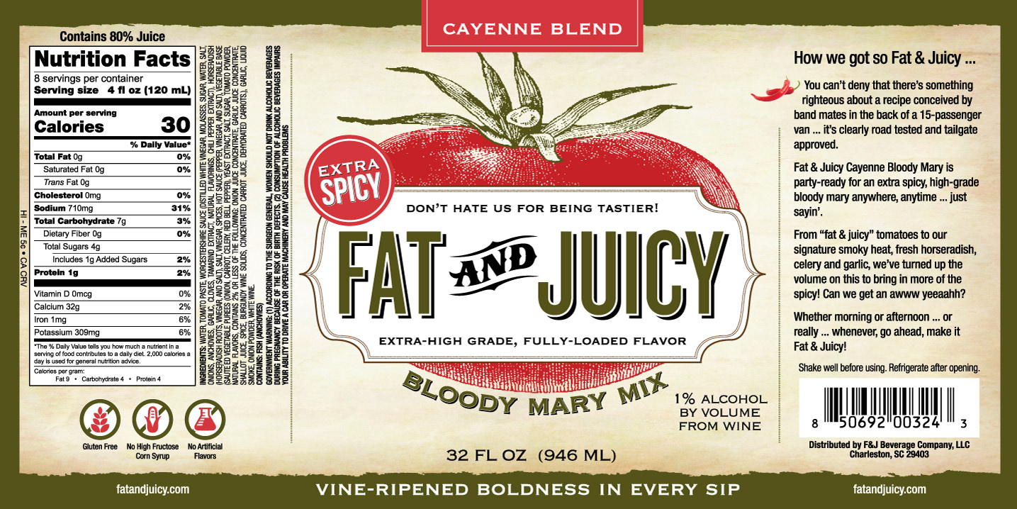 Fat and Juicy Cayenne Bloody Mary Mix Image of Label