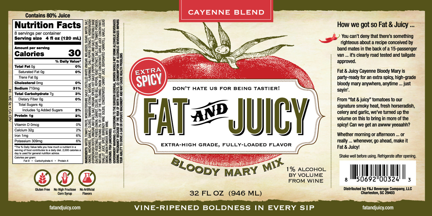 Fat and Juicy Cayenne Bloody Mary Mix Image of Label