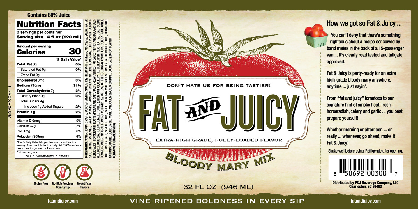 Fat and Juicy Bloody Mary Mix Image of Label